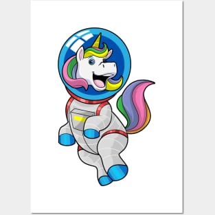 Unicorn as Astronaut in Space Posters and Art